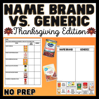 Name Brand vs Generic - Thanksgiving Edition - Shopping - Life Skills