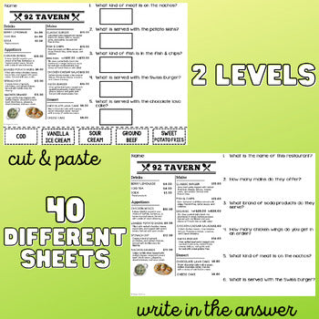 Understanding Menus Unit 4 - Reading Menus & Menu Math - Life Skills